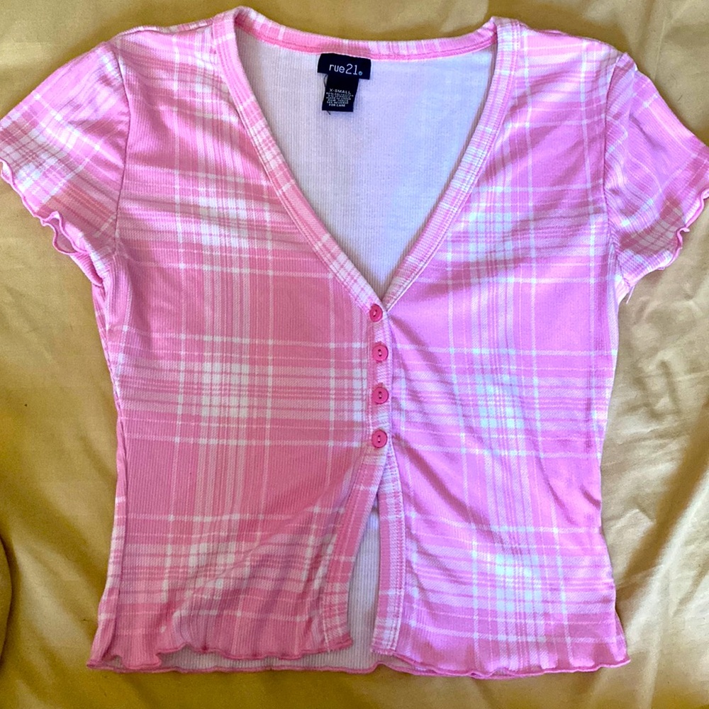 Pink checkered crop top